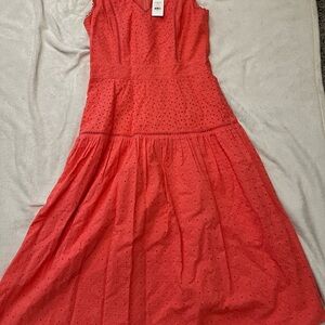 Draper James Orange Red Tiered Midi Sundress